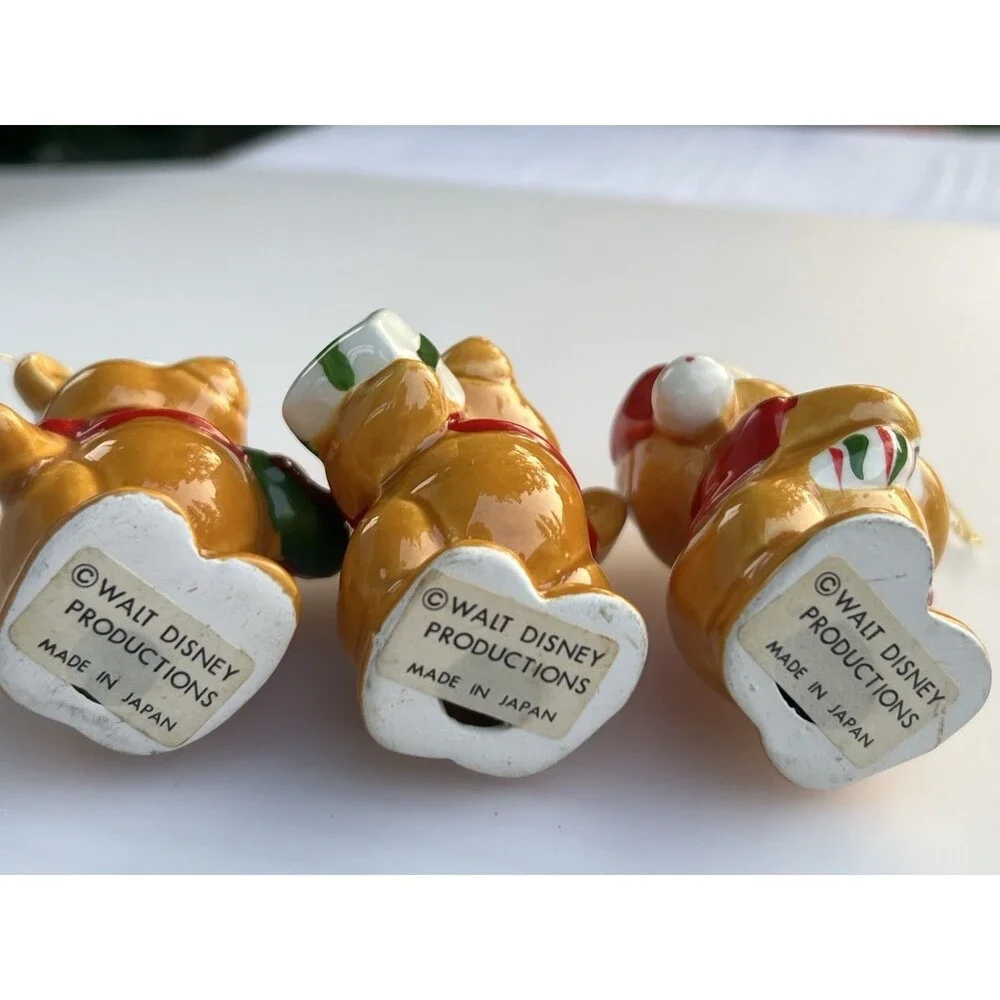 Vintage 70’s 3 Winnie the Pooh Disney Productions Japan Christmas Ornaments